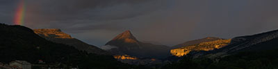 Sunset with rainbow in La Palud sur Verdon, France