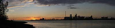 sunset Antwerp Harbour
