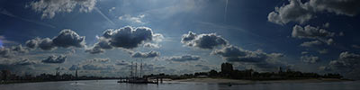 sunny sky over the Antwerp harbour