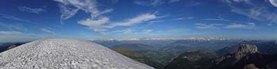 view from the Grand Veymont, highest point of the Verciors with the Mont Aiguille to the right