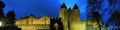 The medieval city of Carcasonne at night
