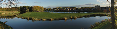 View over the canals of medieval city of Hulst, the Netherlands, serving as a protection for invaders of the past