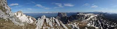 view on the Mont Aiguille seen from the Grand Veymont, highest point of the Vercors