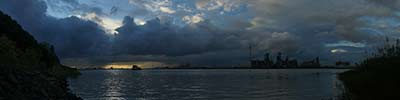 night fall on Leftbank of the harbour of Antwerp